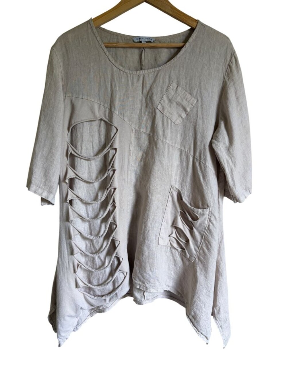 Tempo Paris Tan Linen Size Large Tunic Dress